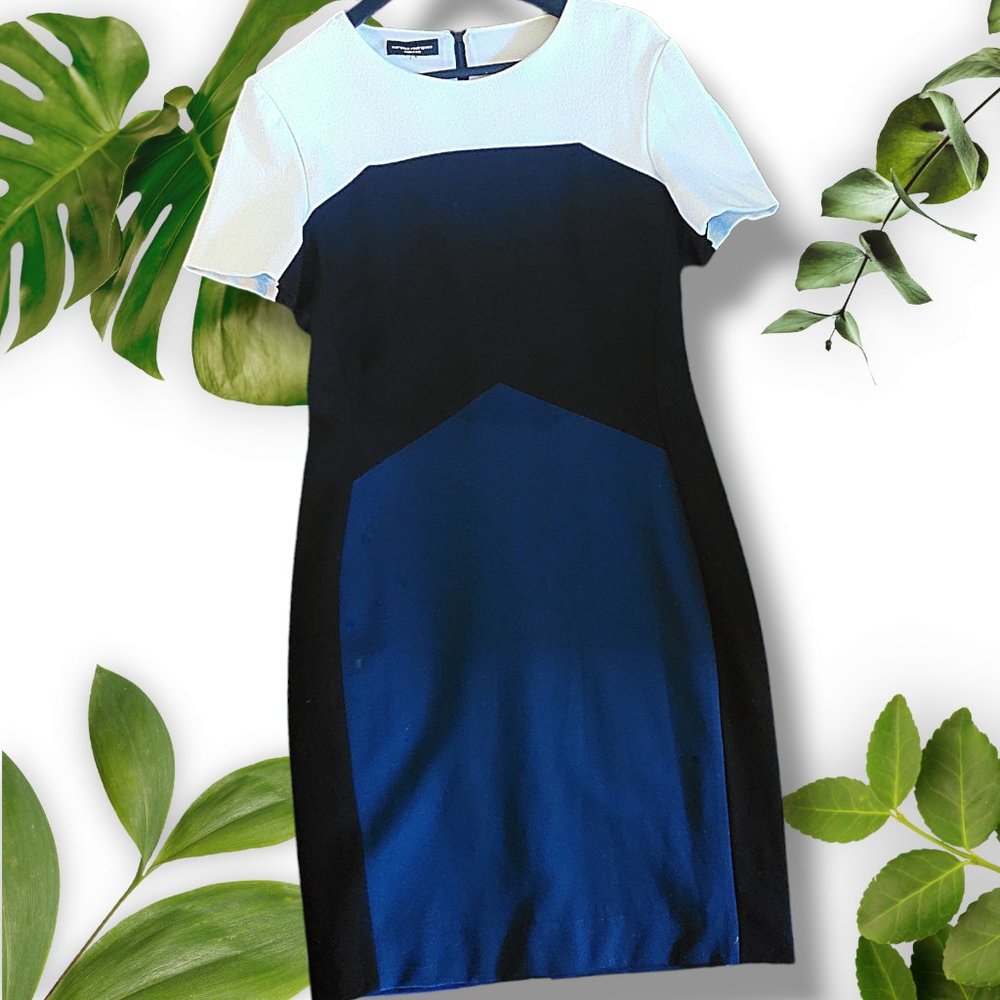 Narciso Rodriguez Colourblock Dress Teal Black White, approx sz Large